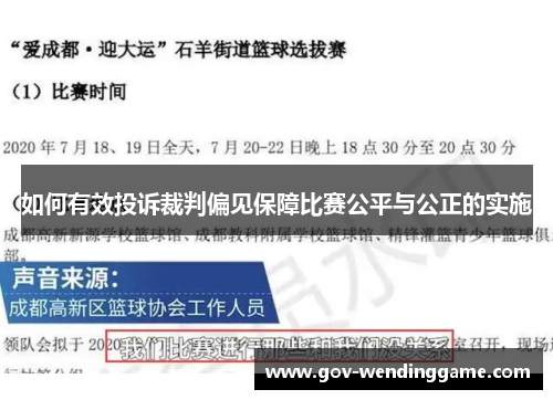 如何有效投诉裁判偏见保障比赛公平与公正的实施